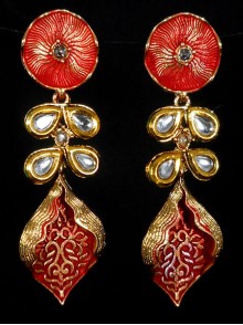 Kundan Earrings with Meenakari Work